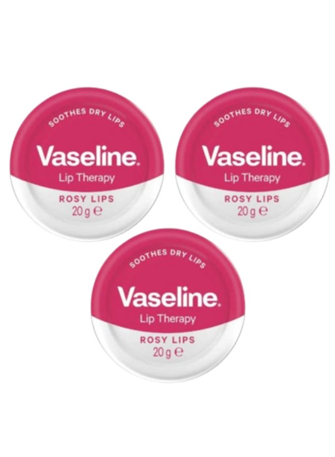 Vaseline Lip Therapy Lip Balm Rose and Almond Oil 20 G (3pcs) - Image 1